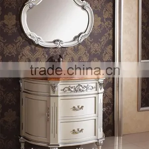 Slim and Small White Bathroom Vanity Oak Wood Bathroom Furniture WTS349 thumbnail-2