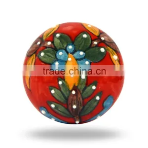 Ceramic Read Mushroom SHape With Floral Print thumbnail-1