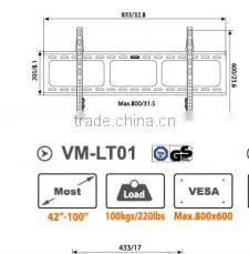32''-70''TV Wall Mount Bracket Motorized tv Wall Mounts TV Wall Bracket thumbnail-3