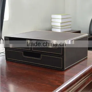 Wholesale Office Stationery, Drawer Storage Box, Black Leather Pencil Case thumbnail-1