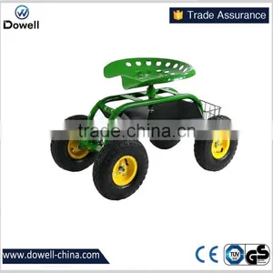 TC4501CSunnydaze Green Rolling Garden Cart With Steering Handle, Swivel Seat & Basket Tool Carts Rolling Garden Work Seat Farm thumbnail-1