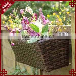 Wall Mounted Long Flower Pot Plastic Rattan Rectangular Planter Box thumbnail-2