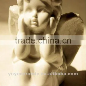 White Porcelain Angel Figurines thumbnail-1