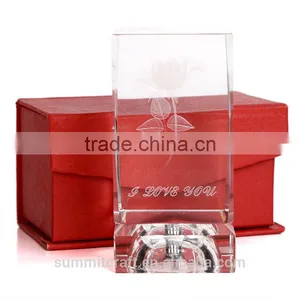 3d Laser Crystal Engraving Rose Valentine Gift thumbnail-5