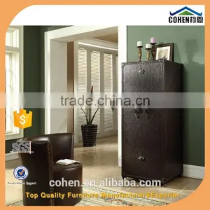 Top Quality American Design Retro Vintage Style Top Grain Leather/PU Storage Wine Cabinet for Livingroom Furniture thumbnail-1