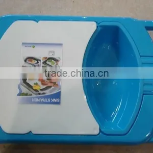 3 in 1 Flexible Plastic Cutting Board With Colander and Washing Basin thumbnail-2