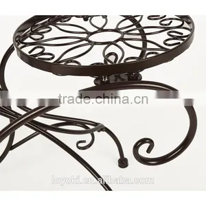 Handicraft Garden Decor Plant Pot Display Retro 3-tier Classic Flower Stand With Modern "S" Design Iron Plant Pot Trays thumbnail-5