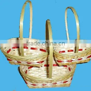Oval Shape Bamboo Flower Basket thumbnail-1