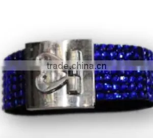 Hot Sale Gift Leather With Crystal Gem Decoration, Bracelet With Zinc Alloy Locking Part, thumbnail-2