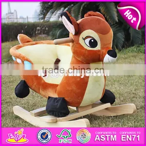 2017 New Design Lovely Plush Deer Toddlers Wooden Rocking Animals W16D074 thumbnail-1