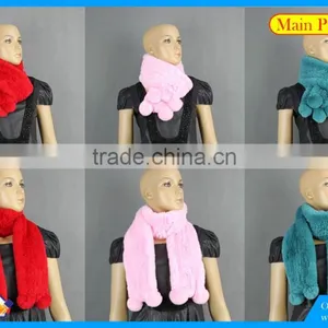 High Quality Knitted Rex-Rabbit Scarf, Real Fur,soft thumbnail-1
