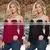Sexy Lace O-neck Long Sleeve T-Shirt Loose Soft Wear Casual Blouse Tops thumbnail-1