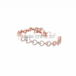 Rose Gold Plated Designer CZ Studded Heart Bracelet thumbnail-1
