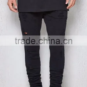 Street-inspired Style Solid Skinny Destroyed Slim Joggers for Men thumbnail-1
