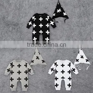 Baby Boy Girls Climb Clothing Romper New Fashion Cotton Design Garment Jumpsuit Set Hat Short-sleeved 2pcs Outfit Guangzhou Sale thumbnail-1