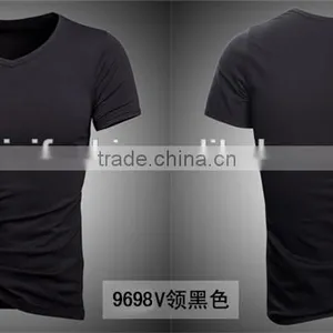 Wholesale Comfort Super Soft V-neck Blank Cheap Men Fitted 100% Preshrunk Combed Cotton T-shirts thumbnail-6