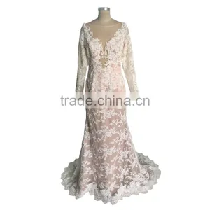 China OEM Long Sleeve Lace Wedding Dress For Sale thumbnail-1