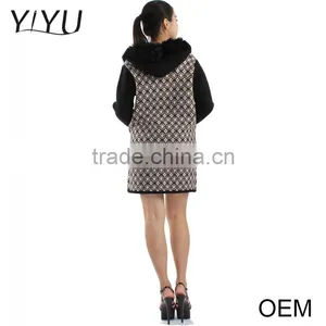 European Fashion Winter Jacquard Fur Collar Zipper Women Cardigan Sweater thumbnail-3
