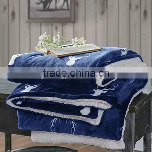 100% Polyester Bed Sheet Set Comfy Crochet Knit Christmas Print Throw Plush Fleece Blanket Korean Blanket for Home Textile thumbnail-2