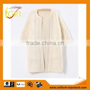 2014 Hot Sell Wholesale High Quality Cotton Long Sleeve Fashionable no Button Cardigan thumbnail-1