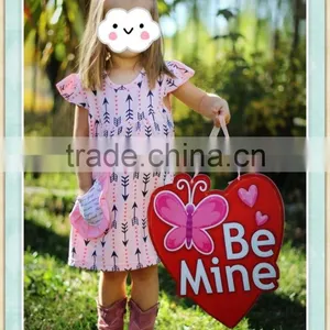 Little Girls Valentine Dresses Pink & Navy Arrow Boutique Dress Children Frocks Designs thumbnail-1