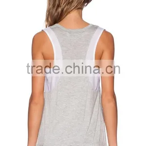Contrast Mesh Trim Throughout Shirttail Tank Tops thumbnail-3