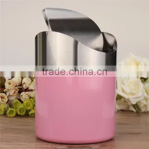 Hot Sale Top Quality Stainless Steel Trash Bin 1.5L Mini Car DustBin Swing Lid Kitchen Worktop Waste Rubbish Trash Can 4 Colors thumbnail-6
