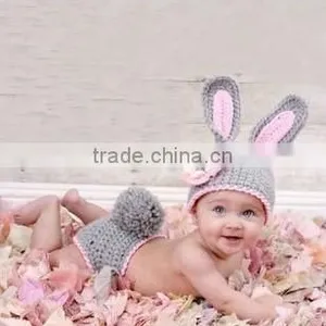Baby Handmade Knitted Rabbit Crochet Hat Photography Props thumbnail-1