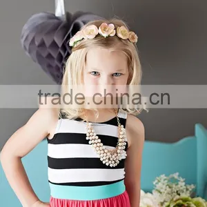 Wholesale China Factory Rose White Black Strip Mommy Me Long Dress thumbnail-2