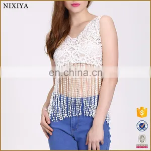 Latest Women Fashion Tank Top Sexy Lace Crop Top thumbnail-2