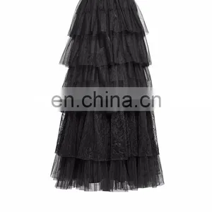 Gothic Victorian Punk Rave Black Long Skirt-crinoline Q-317 thumbnail-2