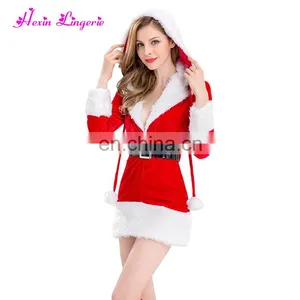 Prefect Quality Velvet Flirty Csplay Costume Sexy Christmas Santa Claus Dress thumbnail-3