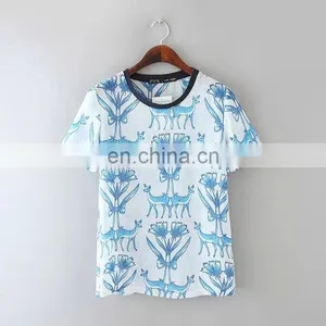 2017 Lovely Fawn t Shirt Wholesale Promotional OEM Fashion Style T Shirt Printed 100%cotton Girls t Shirt thumbnail-1