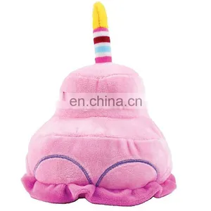 New Interactive Squeak Pet Birthday Party Plush Dog Cake Toy thumbnail-5