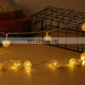 2020 New Arrival Iron Wire Ball String LED Battery Powered Metal Ball String Light thumbnail-3