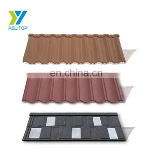 Aluminum Zinc Metal Stone Coated Metal Roof Tile / Stone Chip Coated Roofing Price thumbnail-1