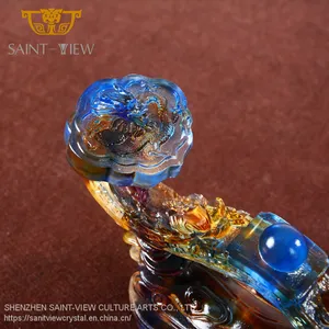 Casting Liuli Art Chinese Traditional Feng Shui Decoration Large Size Ruyi Home Decor thumbnail-1