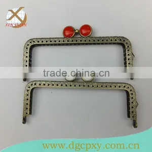 12.5*5cm Antique Brass Bags Metal Frame With Red Gems thumbnail-3