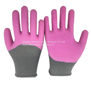 13Gauge Polyester Liner Wave Crinkle Latex Half Coated Gloves Latex 3/4 Coated Working Gloves Rubber Coated Gloves thumbnail-3