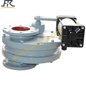 DN150 Pneumatic Ceramic Lined Rotary Double Disc Gate Valve thumbnail-1