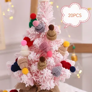 10pcs Mini 20 Pcs Knitted Hat Set, Mixed Color Polyester Wool Yarn Doll Hats, Handcrafted for DIY Christmas Ornaments & Sewing Projects thumbnail-1