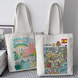 Wholesale Price Personalized Europe Espana Spain Madrid Barcelona Seville Valencia Granada Travelling Souvenirs Custom Tote Bags Factory thumbnail-1
