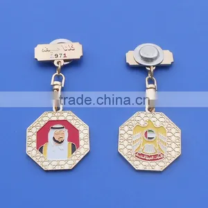 Octagon Emirates Eagle Die Casting Gold Uae Flag Pin for National Day thumbnail-1
