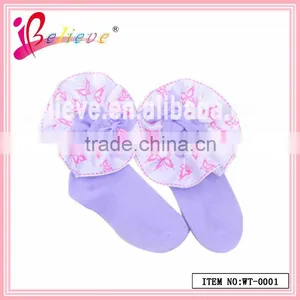 Hot Sale Baby Products Wholesale Ribbon Bow 100% Cotton Thin Socks for Baby (WT-0024) thumbnail-3