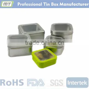 Small Metal Square Tin Box With Window Top for Gift Package thumbnail-5