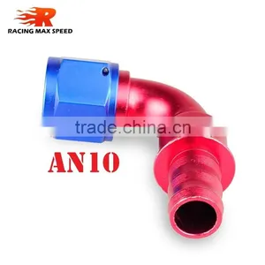 Aluminum Oil Cooler Hose Fitting 90 Degree Push on Hose End Push on Fitting Blue and Red 10-090-10 thumbnail-1
