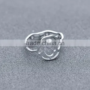 2016 New Design Stainless Steel Ring for Women Hollow Rose Flower Rings thumbnail-2