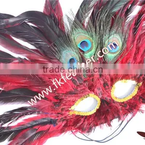 Wholesale Cheap Female Mask Red Cock Feather And Peacock Decorations thumbnail-3
