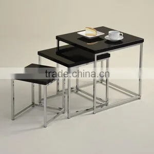 Nesting Table/ Black Glass Nesting Table thumbnail-1