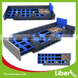 Blue Color Safe Custom Design Europe Standard Indoor Rectangular Trampoline Park With Foam Pit thumbnail-1